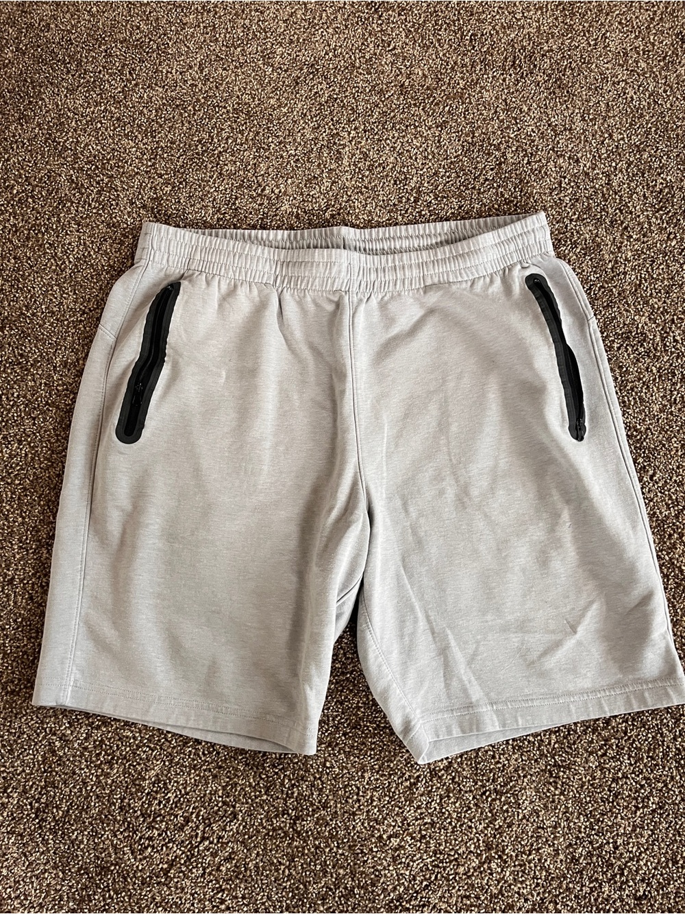 Old Navy Light Gray Athletic Shorts with Black Zip Pockets